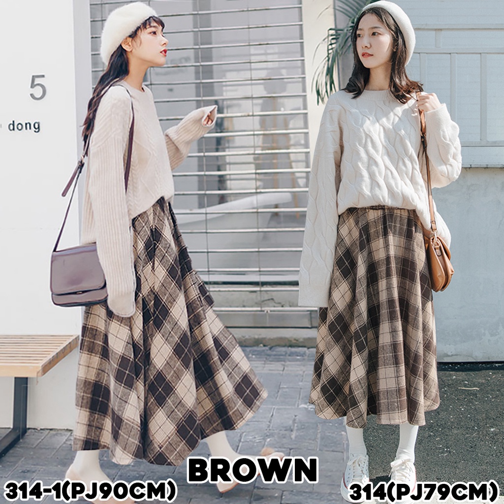 KARAKOREA 314 Flare Tartan Skirt/Korean Women Skirt/Rok Maxi/Rok Panjang/Rok Korea