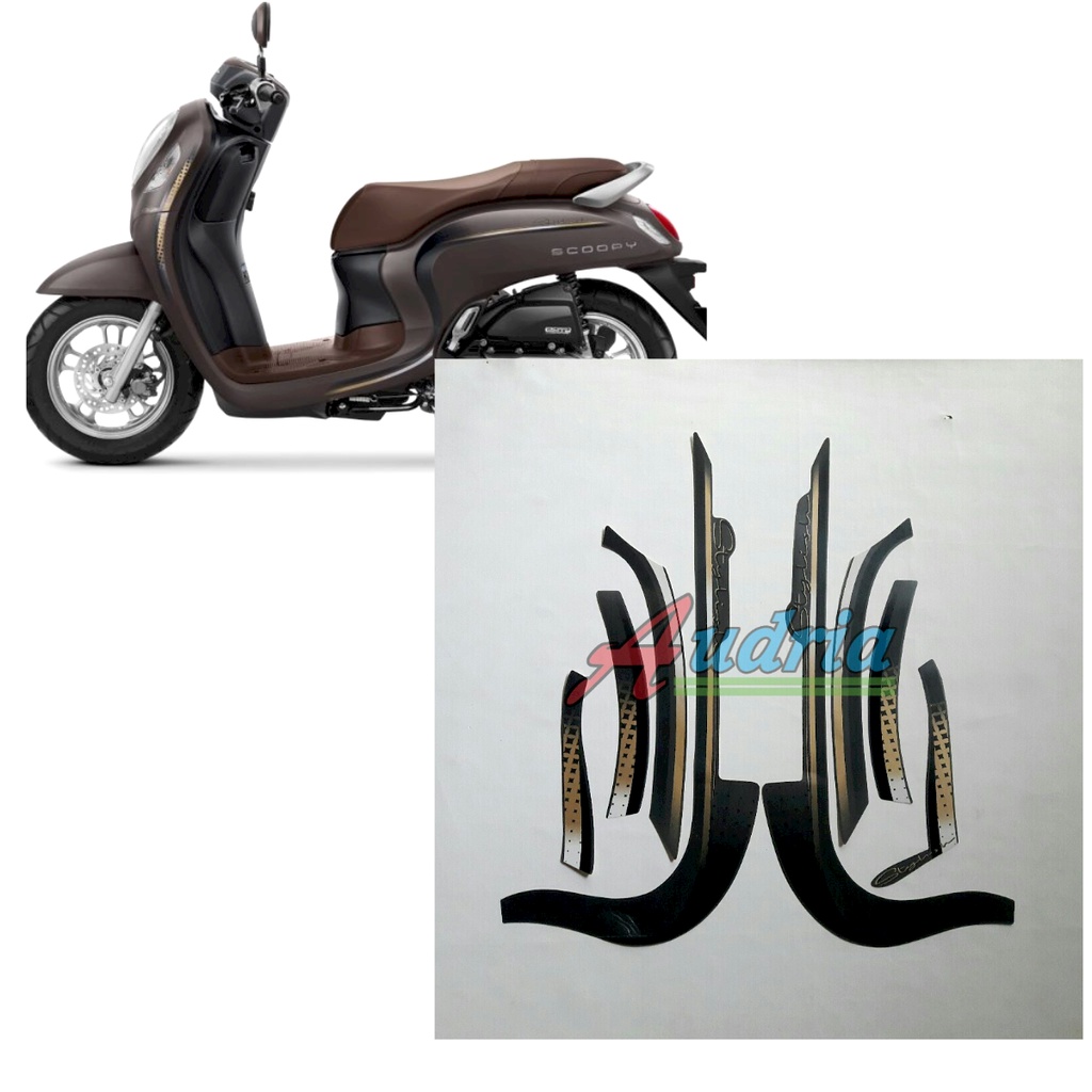 Striping Stiker Motor Honda Scoopy Stylish 2022 Brown