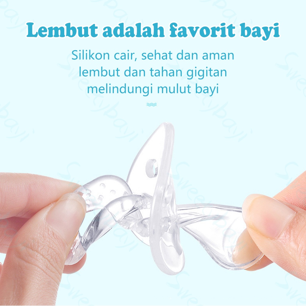 Sweetybayi Empeng dot bayi silikon bulat datar lembut Baby pacifier Soother BPA Free