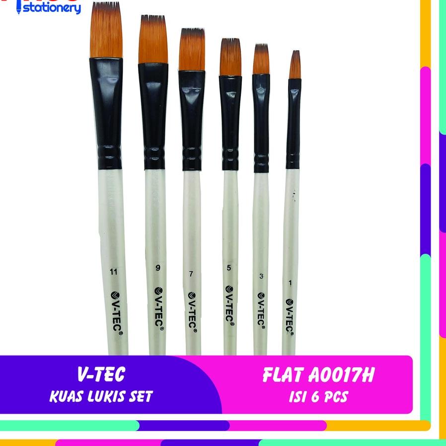 

ツ V-TEC KUAS LUKIS SET FLAT A0017H ISI 6 PCS ㅰ