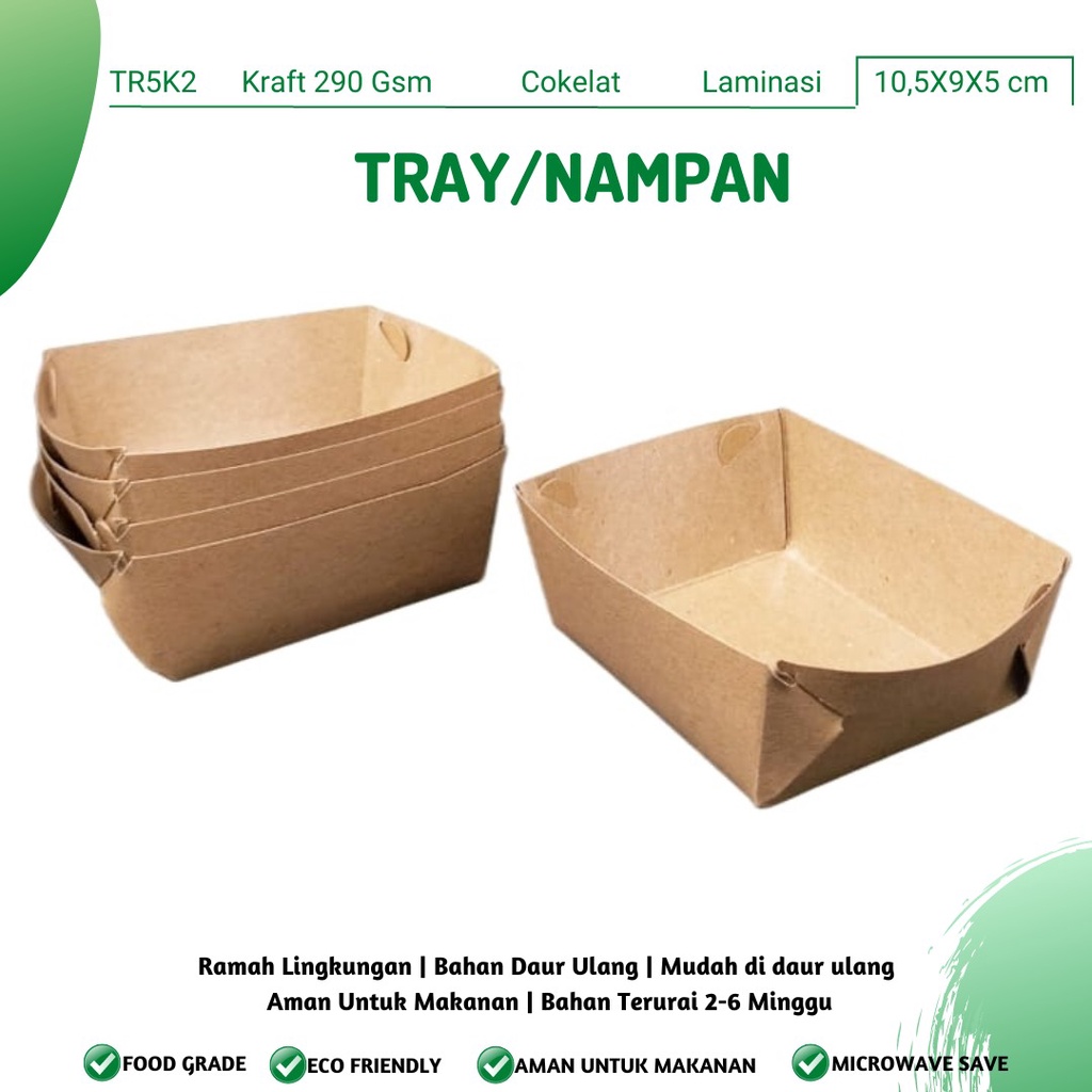 Paper Tray Bungkus Makanan Nampan (TR5K2-10.5X9X5 Cm)