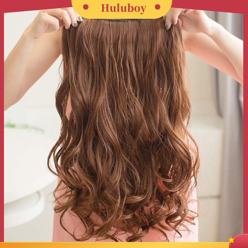 Wig Rambut Extension Sintetis Model Keriting Gelombang 50cm Untuk Wanita