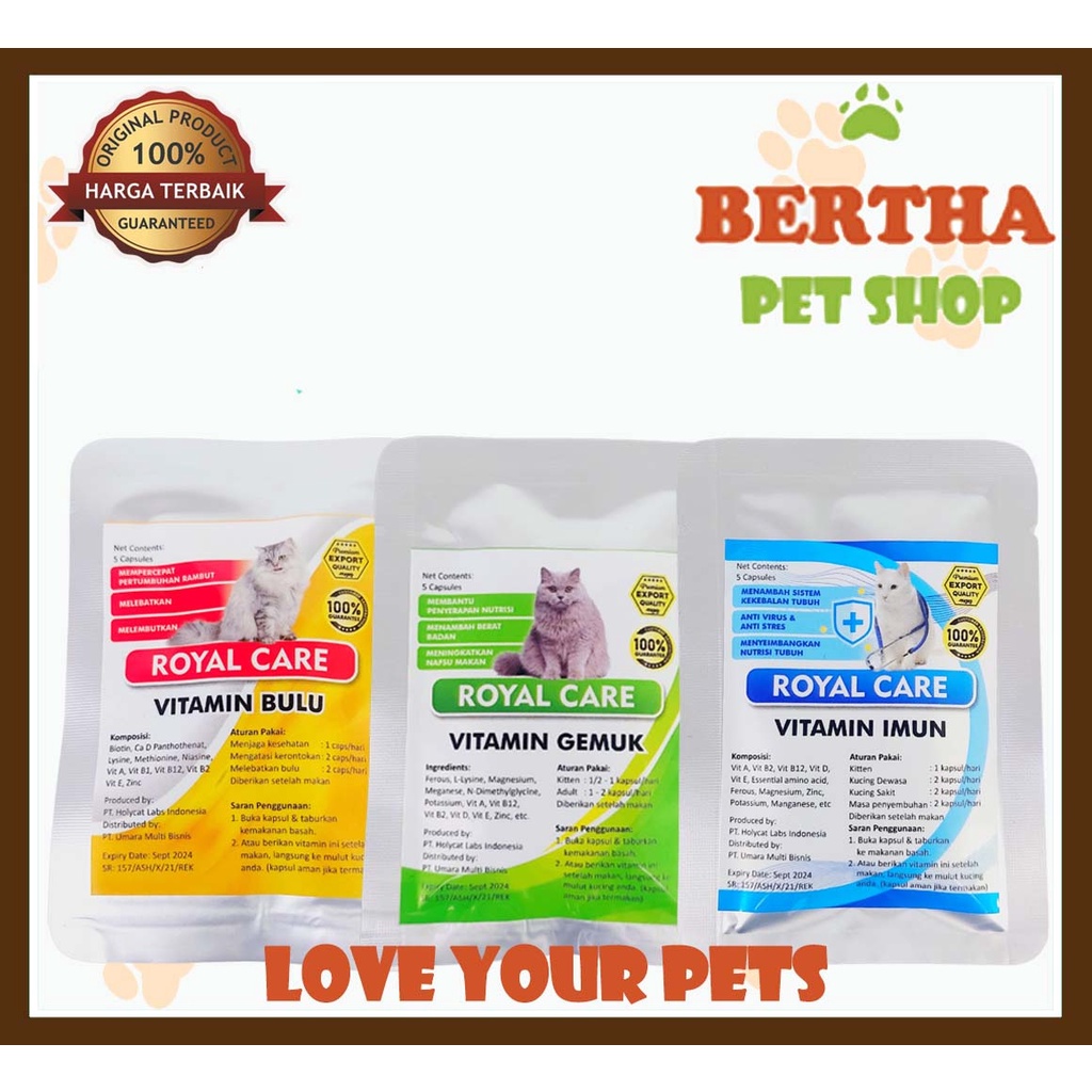 Jual ROYAL CARE CAT VITAMIN KUCING ISI 5 CAPSUL [ VITAMIN HEWAN