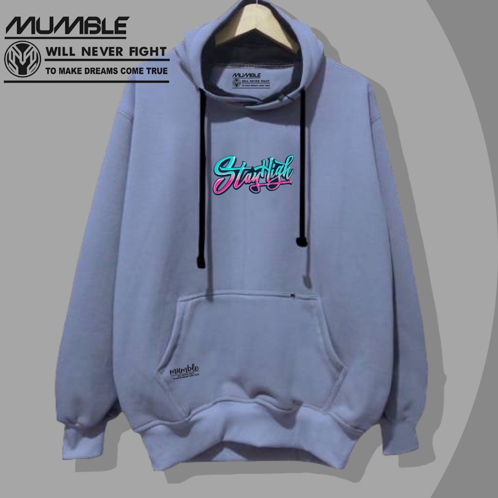 Sweater Hoodie Pria Katun Tebal Warna Abu Paralon Suiter Hoodie Cowok Original Distro Aesthetic Grafity List Stay High