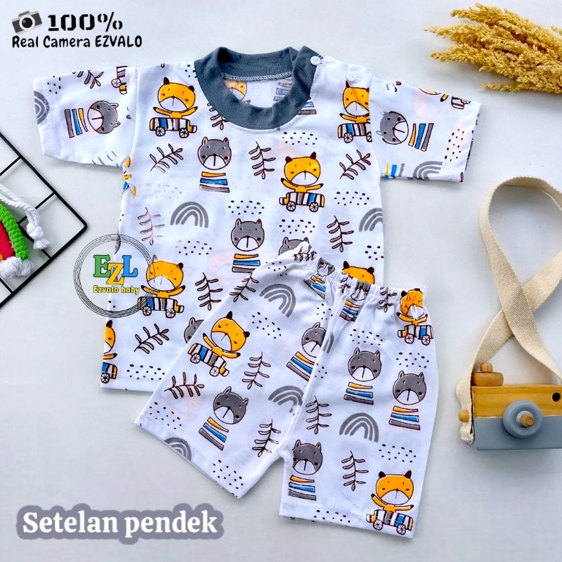 BAJU BAYI LAKI-LAKI LENGAN PENDEK KANCING PUNDAK 3-12 BULAN  KAOS OBLONG