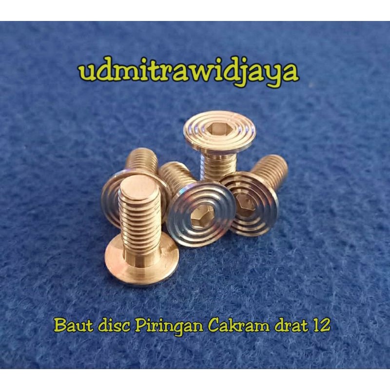 Baut disc disk probolt cakram piringan stainless stell harga satuan / bijian baut piringan cakram honda yamaha drat 12 panjang 2cm baut cakram probolt stenlis