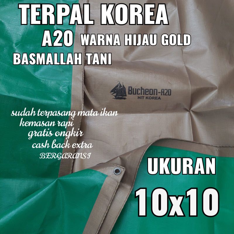 Terpal KOREA A20 Warna Hijau Gold ukuran 10x10 meter merk TRECK