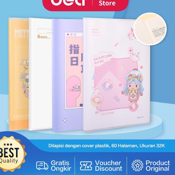 

[KODE PRODUK 7HGKE4695] Deli PVC Cover Notebook / Buku Catatan Agenda B6 60 Halaman Cover Plastik T3260