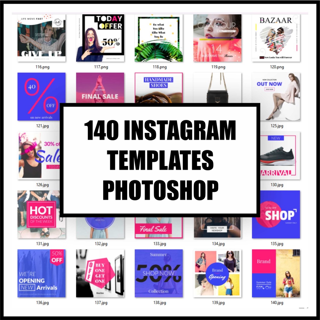 140 Insta Templates For Photoshop
