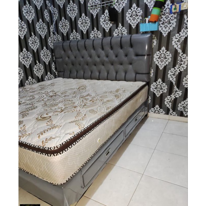 Dipan Divan kasur springbed Tempat Tidur Laci Sandaran