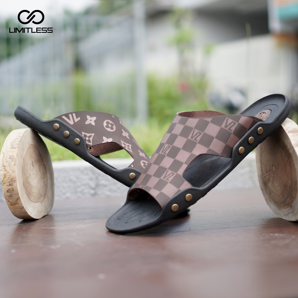 Sandal Slop Pria Casual Original Sendal Slide Cowok Sandal Pria Kulit Formal Terbaru