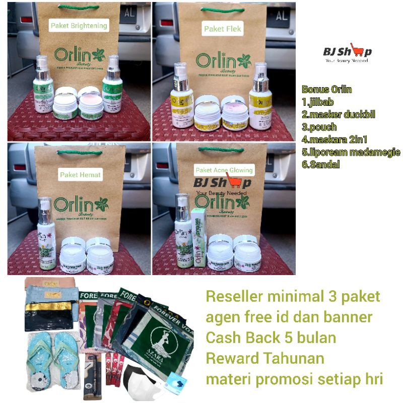 Orlin Beauty Skincare - Paket perawatan kulit wajah Normal/Jerawat/Flek dan Memutihkan Wajah aman BPOM