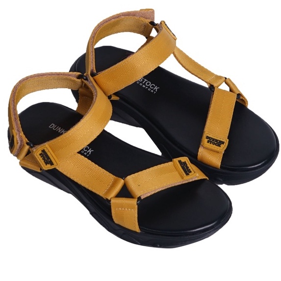 SARASARA YUK - Dunkenstock TEVVA Sepatu Sandal Wanita Size 36 - 40 Sendal Beleza Wedges Model dua Tali Strap Belakang Hak Tinggi Sole 4cm Sandal Gunung Velcro 37 38 39 Warna Yellow Belleza Kekinian Premium Terbaru Shoes Ori Original Mall Official Store