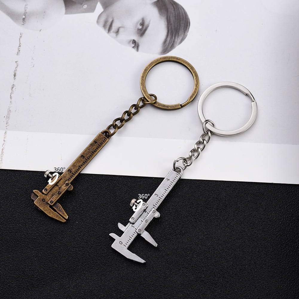 Key Ring For Car Keyring, Tas Wanita Gantungan Kunci Aksesoris Mini Vernier Caliper Keychain Portable Alat Ukur Gantungan Kunci Dekorasi Liontin Populer Kreatif Pria Klasik