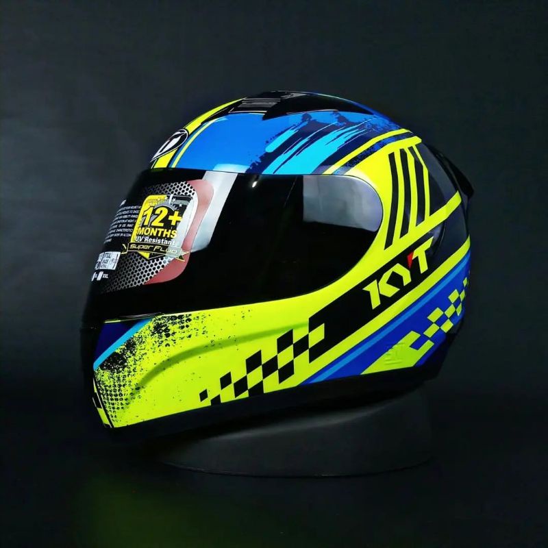 HELM KYT R10 MOTIF 4 YELLOW FLUO HELM TOURING KYT R 10 HELM DRAG BALAP KYT HELM FULL FACE KYT MURAH