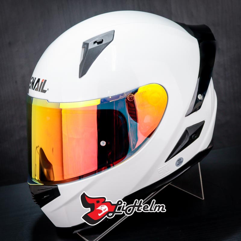 HELM SNAIL FFS1 WHITE VISOR RED | FULL FACE HELMET DDRING SYSTEM