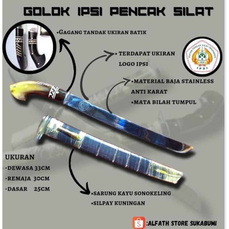 Golok SILAT HANDEL TUMPUL TANDUK PAUT NYERE LOGO IPSI PERALALATAN OLAHRAGA SILAT GOLOK TERMURAH GOLO