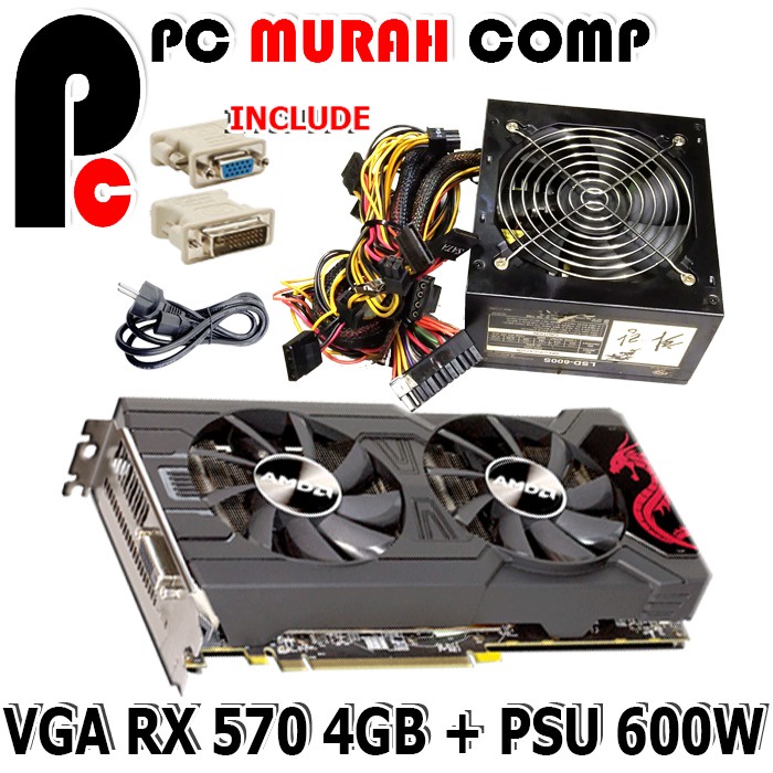 VGA ddr5 256bit dan PSU 500w-600w / 500 Watt - 600 Watt Gaming Paket Lengkap