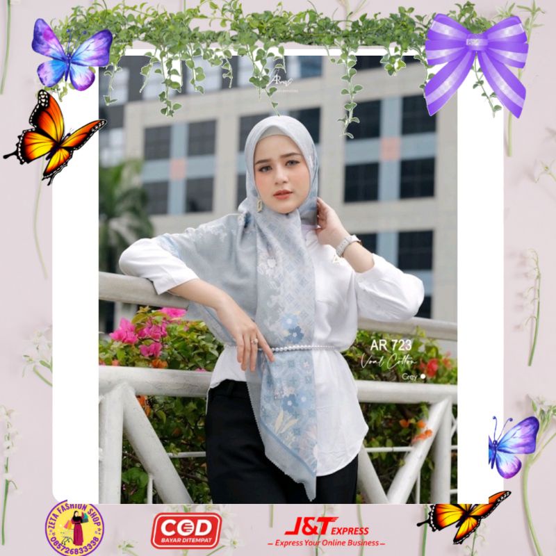 BAYAR COD SPECIAL PRICE - AR 723 SEGIEMPAT VOAL MOTIF PRINT SCARF BY AR RAFI - ZETAHIJAB