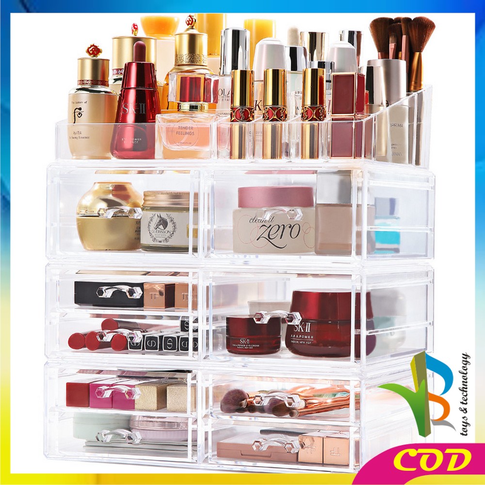 RB-K12 Kotak Make Up + Laci Acrylic Rak Kosmetik Organizer / Rak Serbaguna / Storage Box Cosmetic