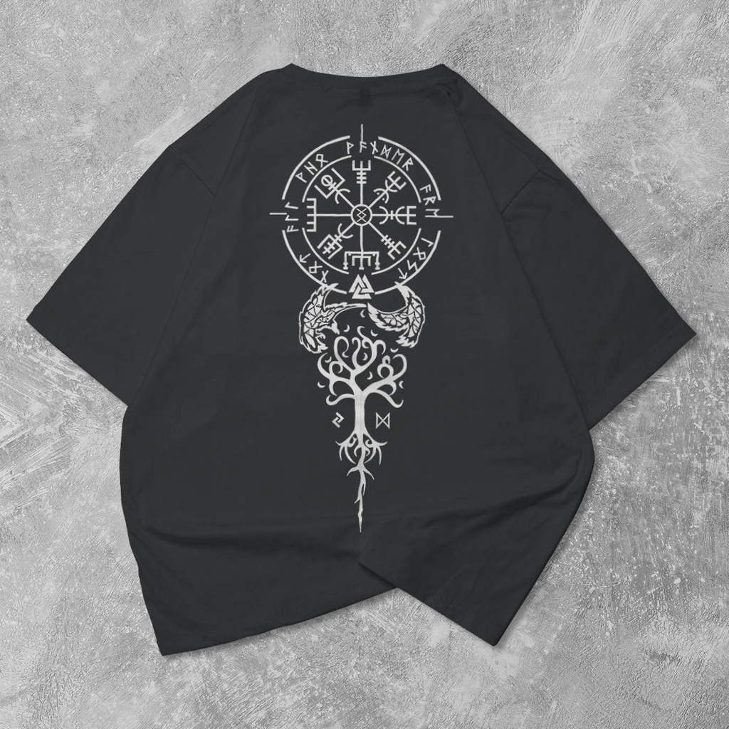 Fortglass Viking Kaos Oversize T-Shirt Cowok Premium