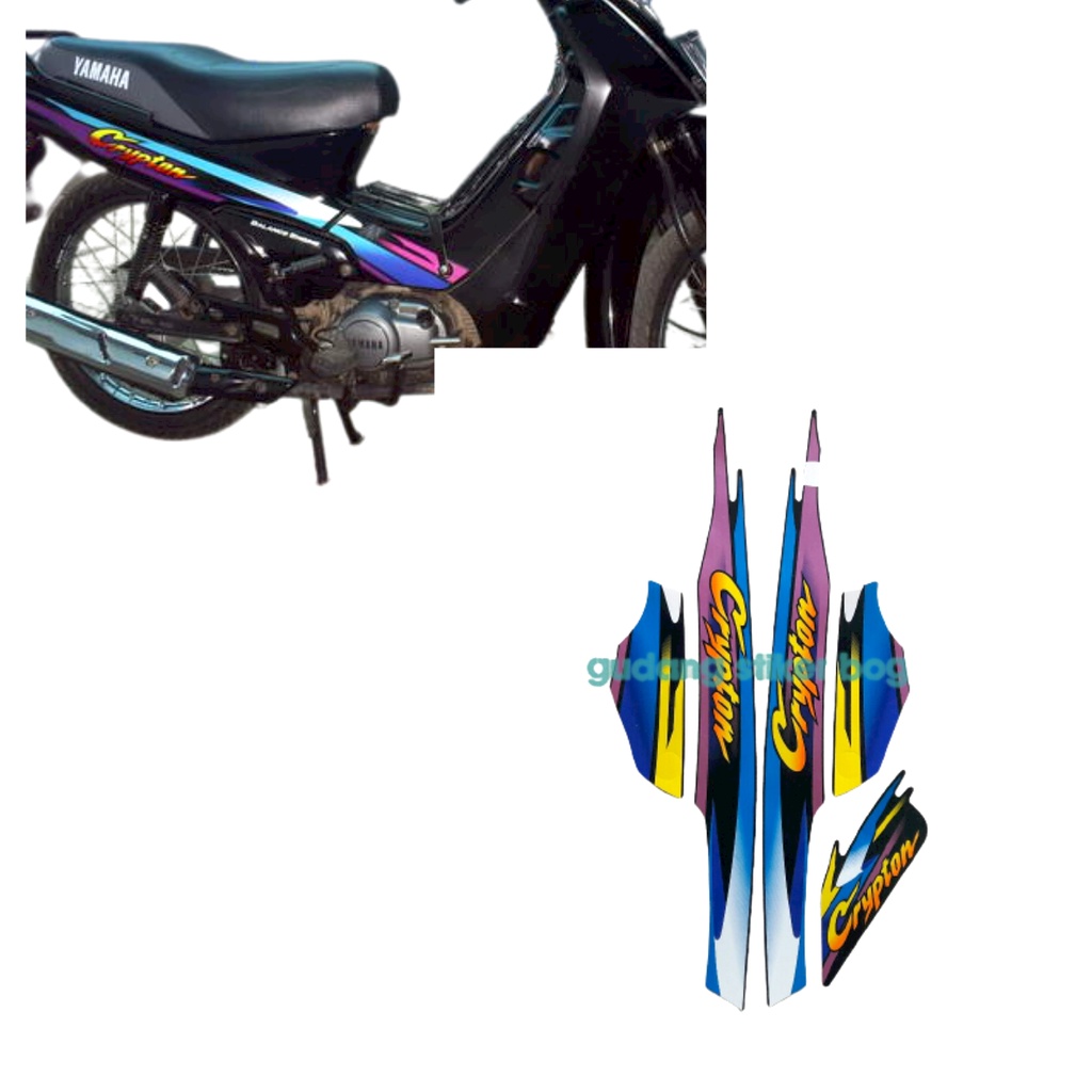stike striping motor yamaha crypton 2000 biru-kuning