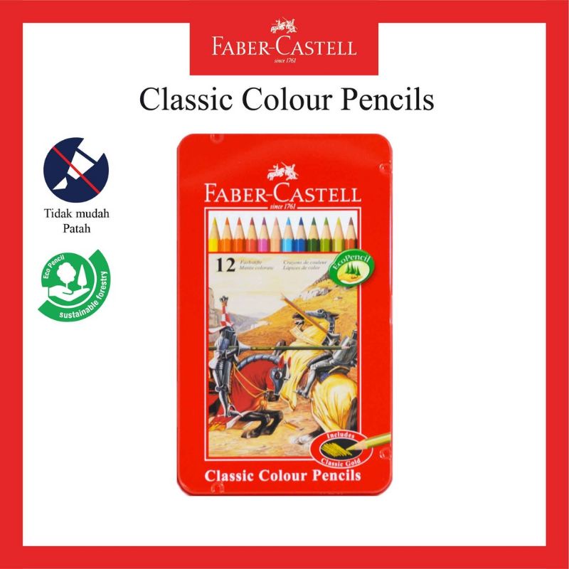 

Classic colour pencils tin case 12 warna / pensil warna 12 kaleng kotak faber castell