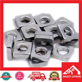 Mur Kotak Square Nut 20 pcs m4 8x8x2 Stainless Steel Bentuk Persegi