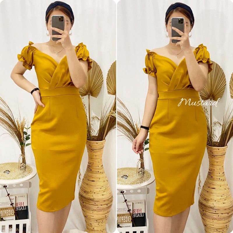 Midi Dress Carolina Dress Wanita Bodycone Casual