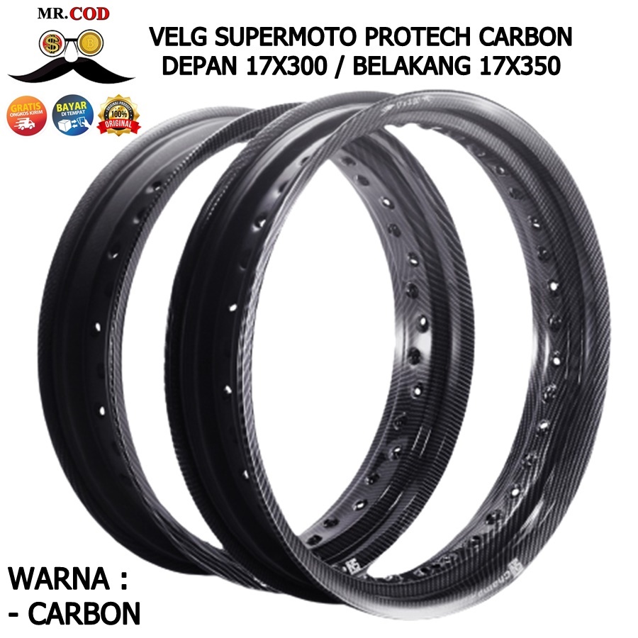 VELG 17 300 350 CARBON SUPERMOTO CRF WR KLX DTRACKER D TRACKER DEPAN BELAKANG UNIVERSAL