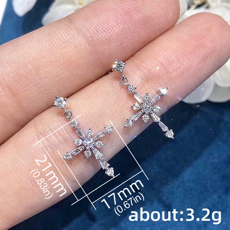 Fancyqube Fancy Cross Menjuntai Anting Dengan Kristal Cubic Zirconia Ear Piercing Aksesoris Untuk Wanita Pertunangan Pernikahan Perhiasan Panas