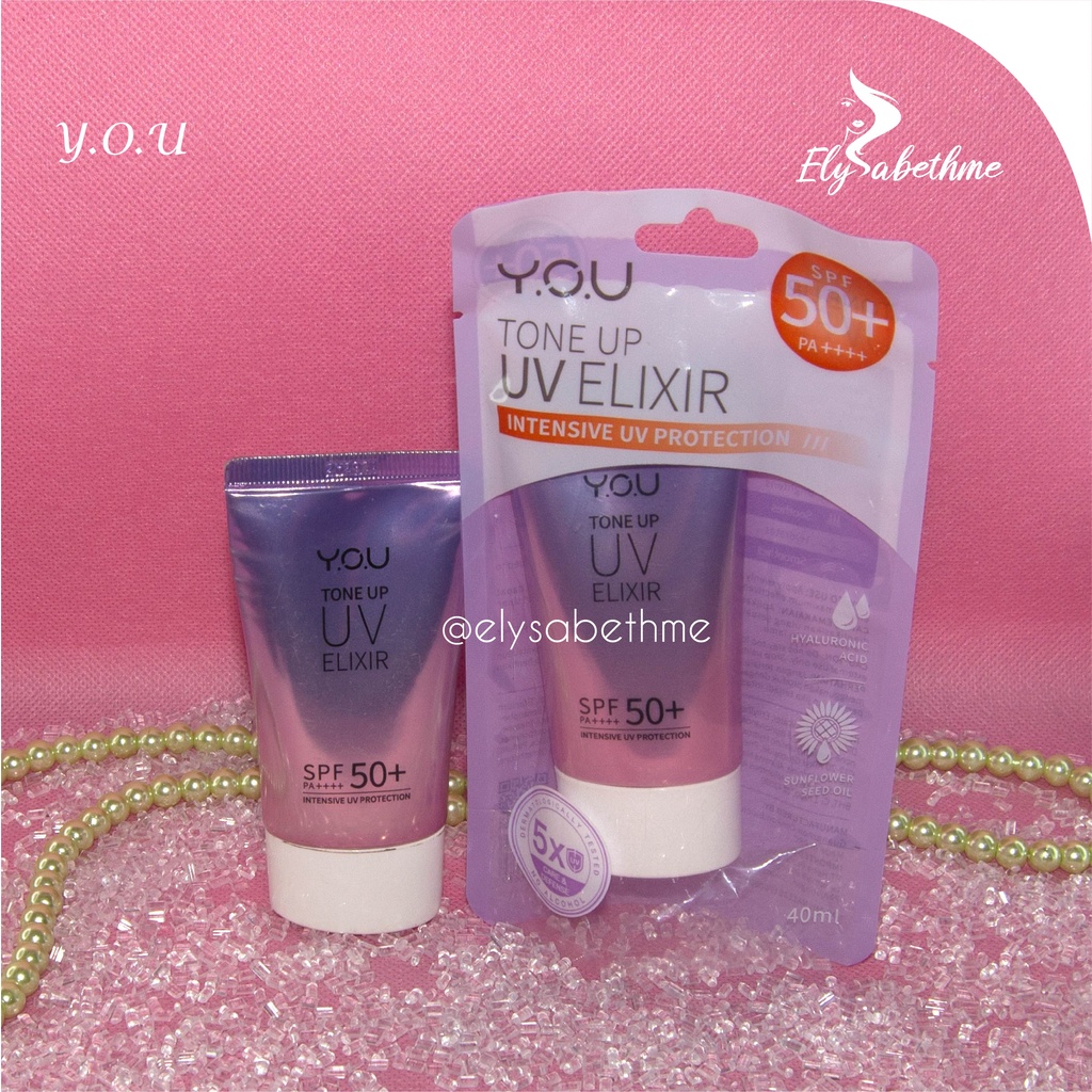 ✿ELYSABETHME✿ Y.O.U tone up cream elixir uv 50++ hyaluronic acid sunscreen sunblock anti UVA UVB pelindung dari matahari