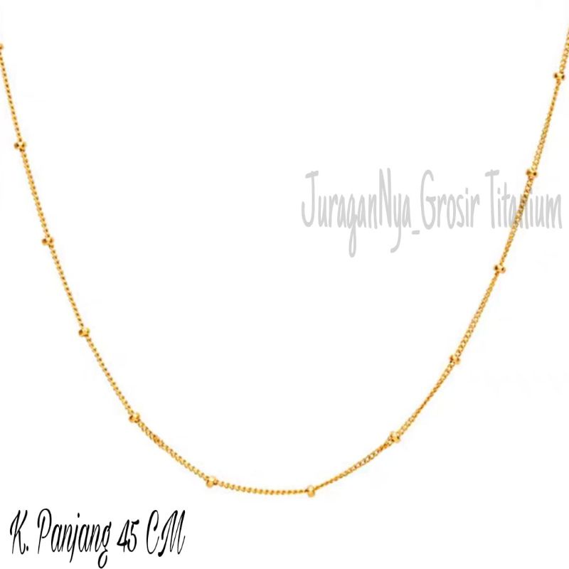 Kalung Titanium Rantai Bulat Spasi Anti Karat Anti Luntur Fashionable