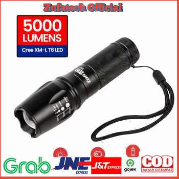 TaffLED Albinaly Senter LED Mini Cree XM-L T6 26650 5000 Lumens  - Black - OMFL1NBK
