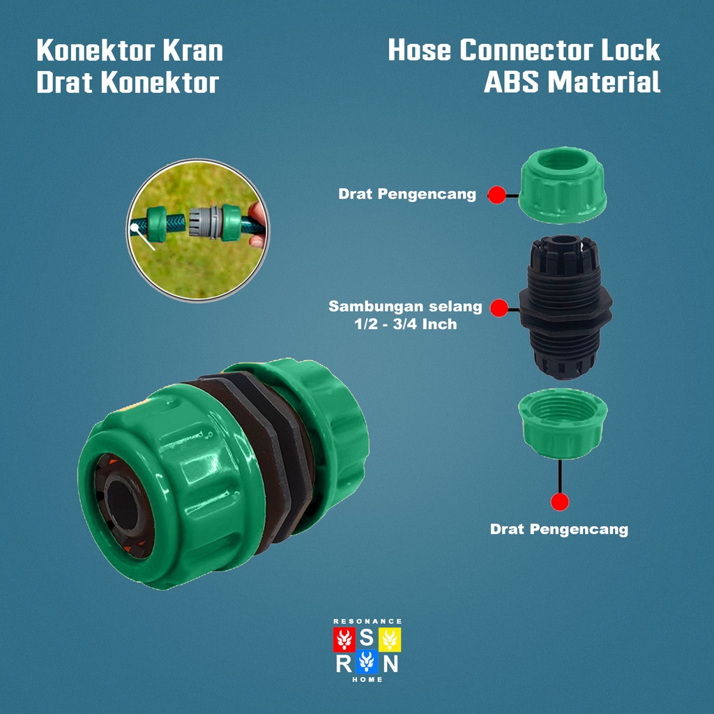 Drat Sambungan Selang Air 1/2 - 3/4 / Hose Connector Resonance Home