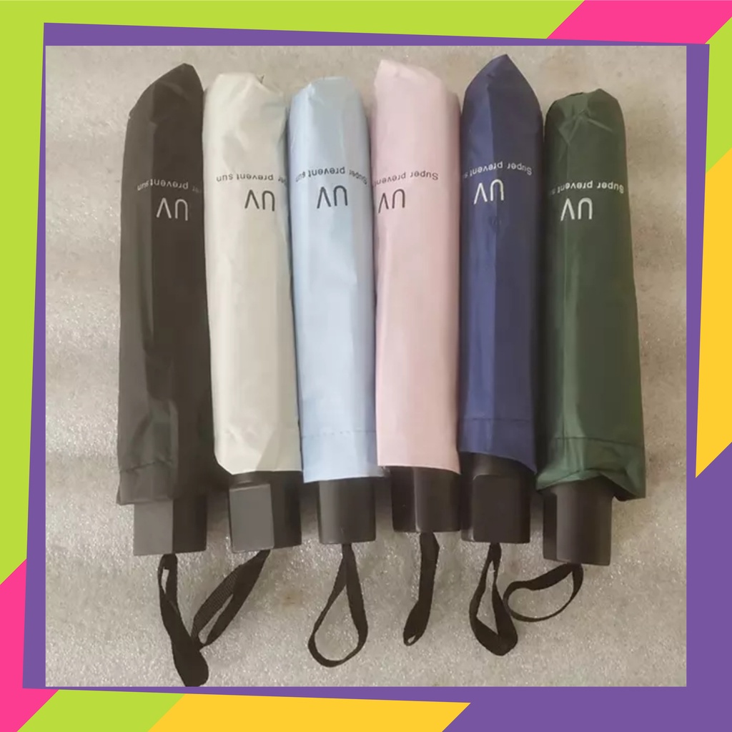 1845 / Payung lipat anti sinar matahari UV / Payung lipat UV warna polos estetik