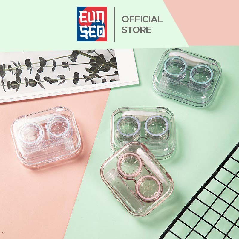 EUNSEO Kotak Softlens Transparan Premium Case Softlens Bening + Jepitan + Botol Import Korea