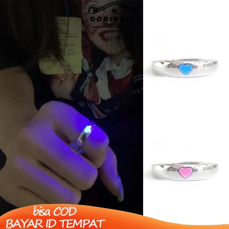 COD❤️Cincin Couple Cinta Luminous cahaya kekasih Retro Vintage Korea Gaya Untuk Wanita Fashion