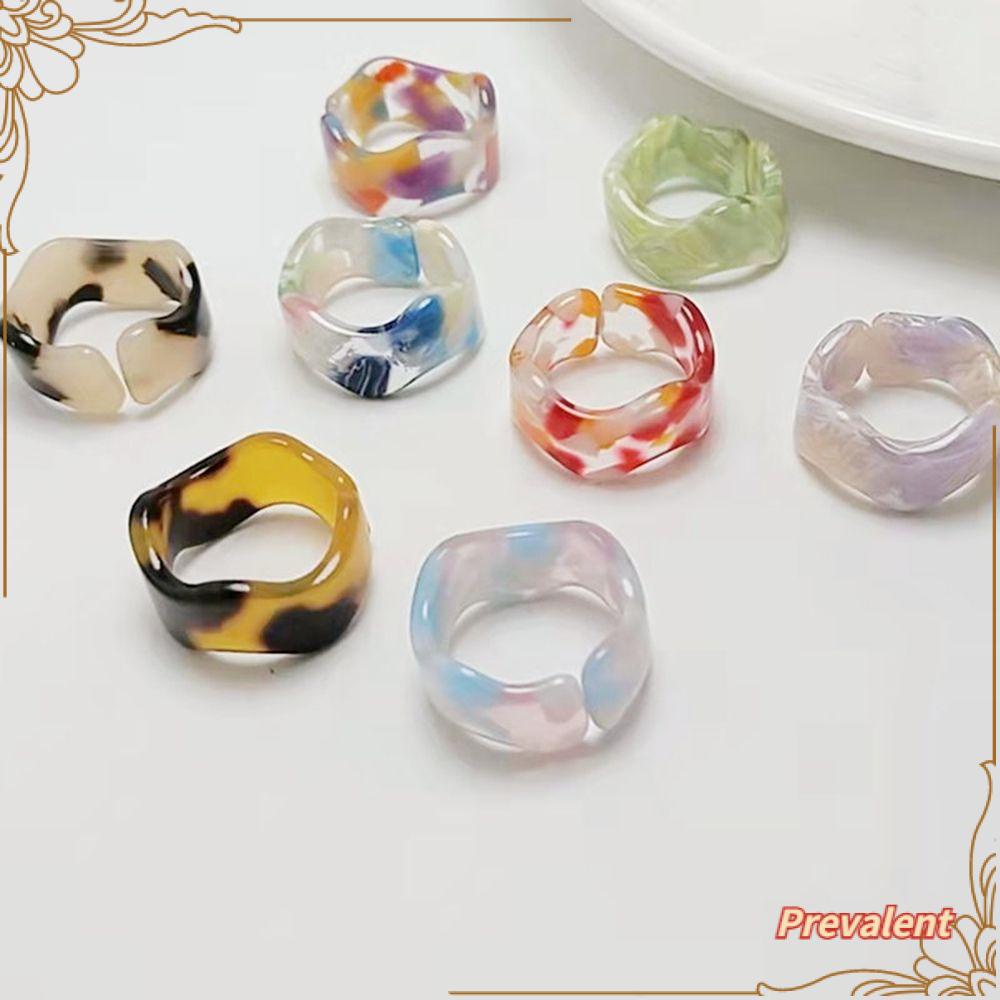 PREVA Ring Fashion Jewelry Gift Wave Opening Geometric Adjustable Acetate Ring
