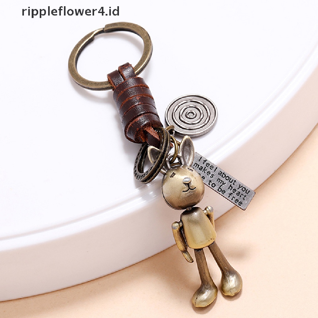 {rippleflower4.id} Vintage Ukiran Bronze Robot Ransel Mobil Gantungan Kunci Aksesoris Fashion Hadiah~