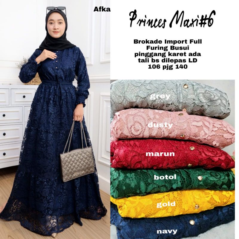 RESTI VELVITA AMANDA JUMBO MAXY || LD 130-138 ZIPPER DEPAN DRESS BROKAT