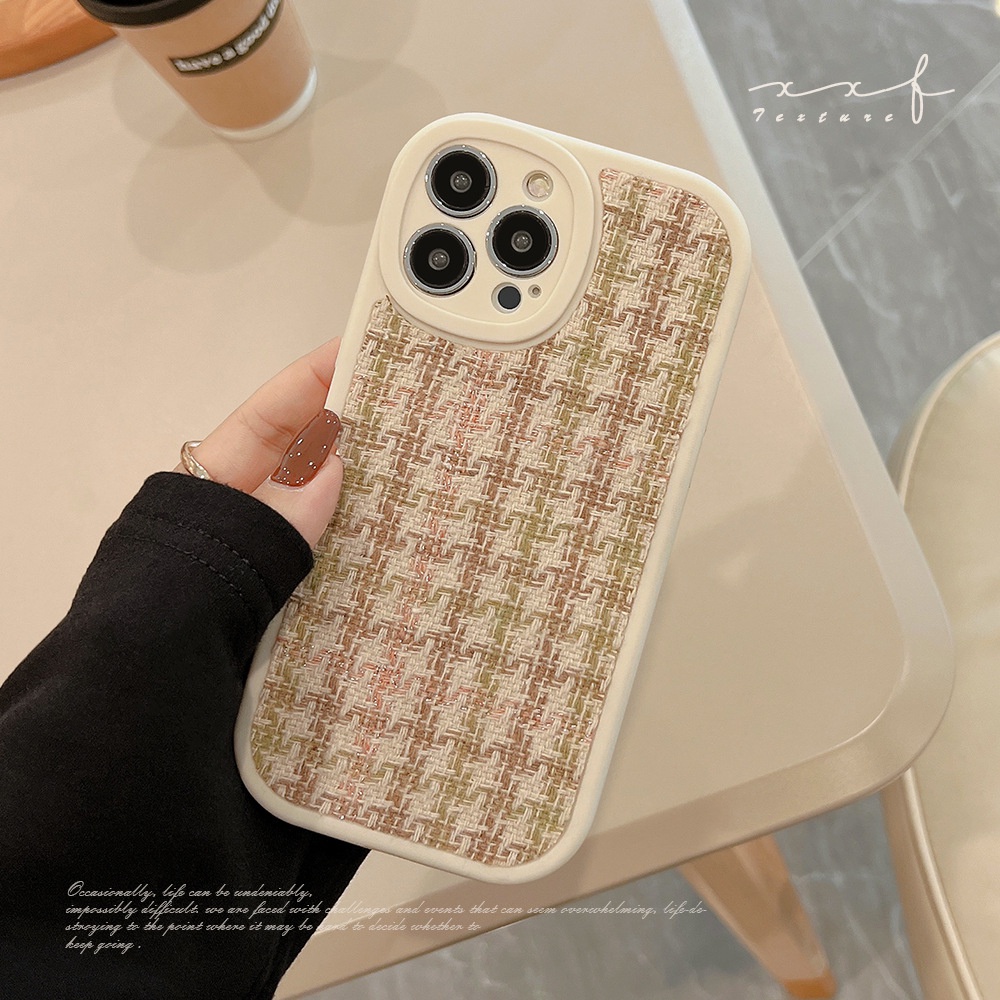 Ins Musim Gugur Musim Dingin Flanel Cocok Untuk Iphone14 14pro 14Plus 14prm iPhone 13 13prm iPhone 11 7Plus 8Plus Xr XS 12 Pro Max Empat Sudut Casing Ponsel Tahan Guncangan