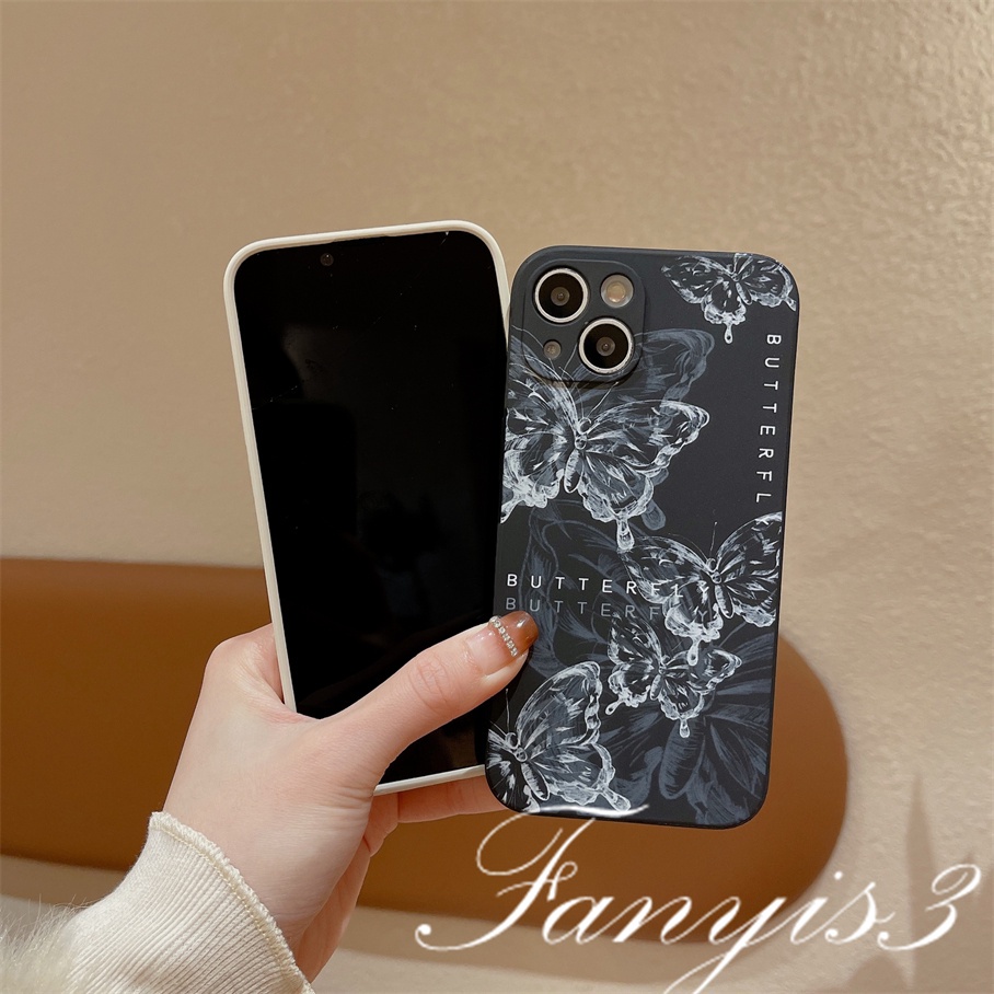 Realme C55 C35 C33 C30s C31 9i C25Y C21Y C25 C25s C21 C20 C15 C12 C11 8Pro 8i C3 5 5i 5s 6i Narzo 50A Prime 50i Hitam Putih Butterfly Casing Telepon Soft Cover Silikon