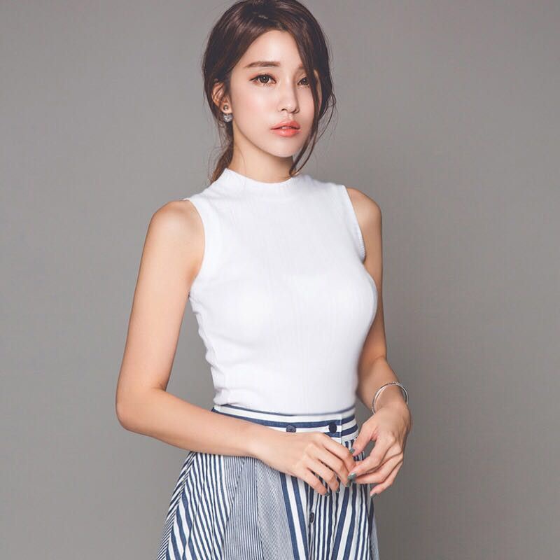 Korean Style Turtle Neck Vest Crop Top