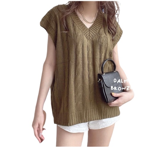 TokoMilkan - Rompi Wanita CABLE KNIT VEST Rompi Wanita Rajut | Rompi Vest Cewek