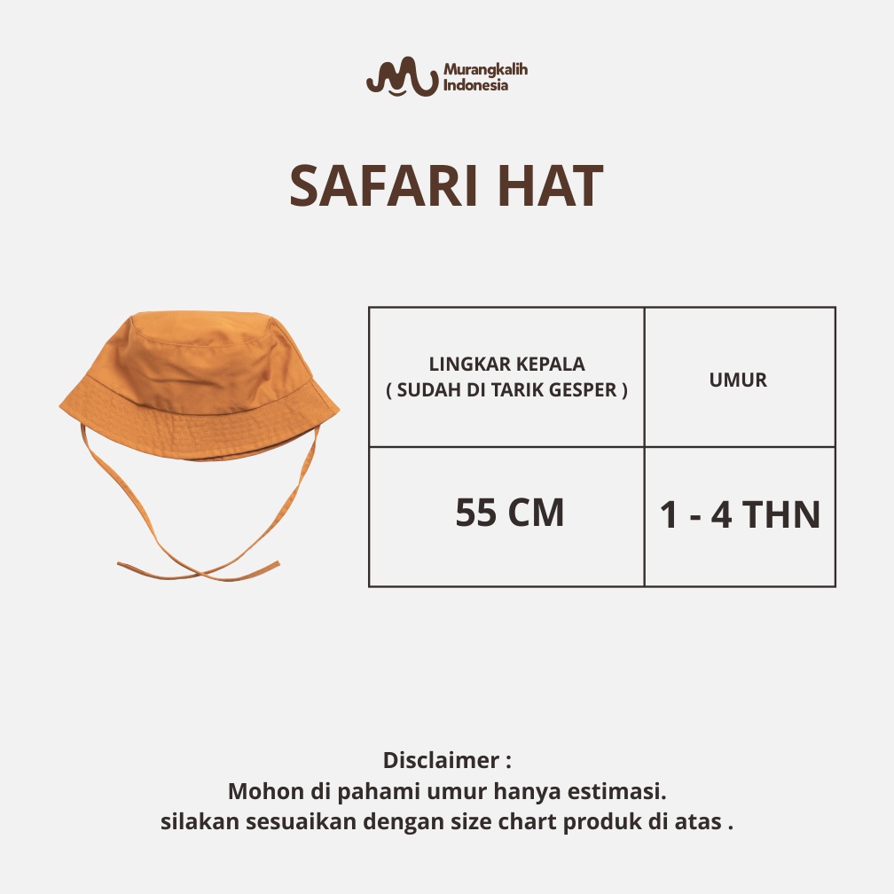 MURANGKALIH - SAFARI HAT | Topi Bucket Rimba Safari Anak Murah Berkualitas Cewe Cowo 1-5 Tahun