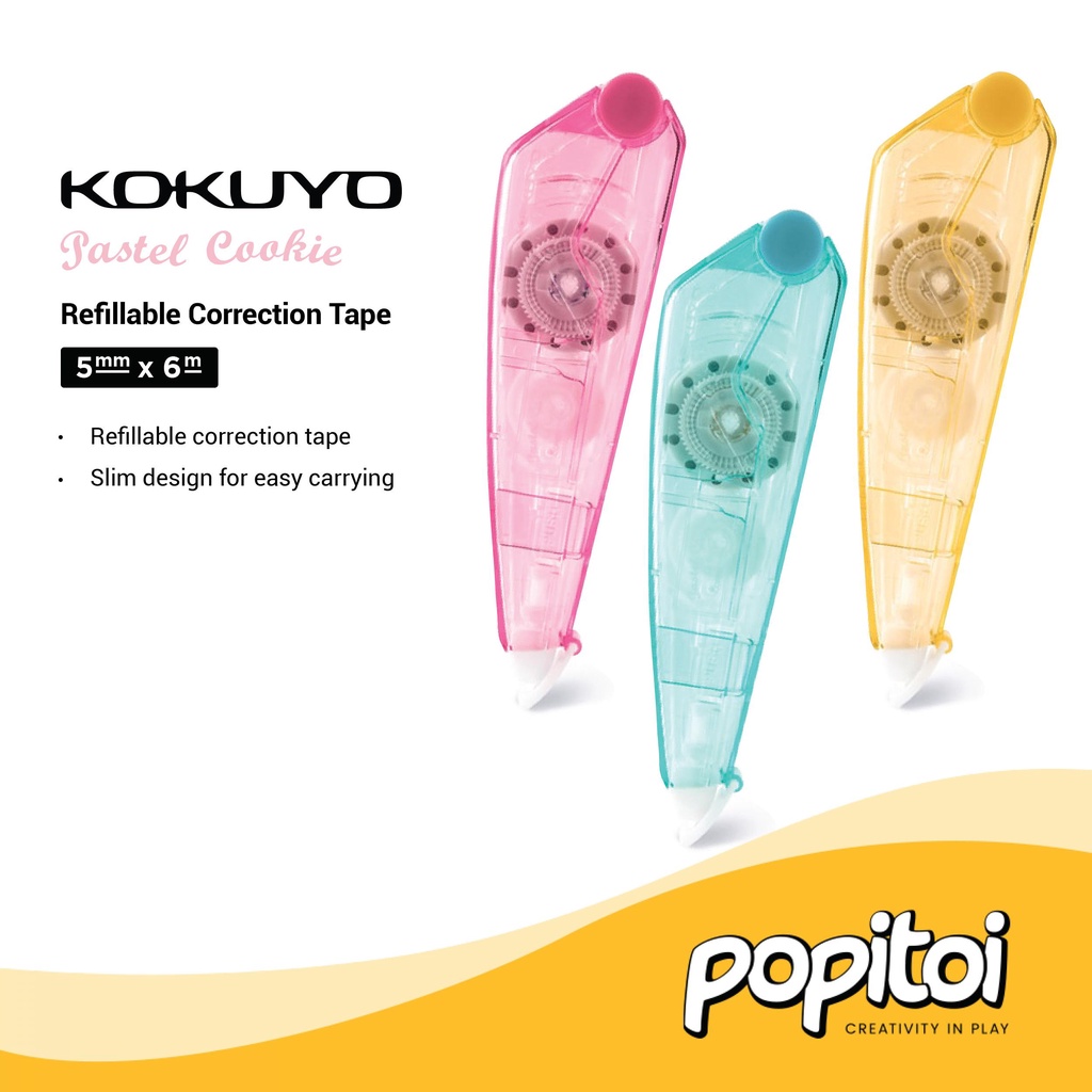

Kokuyo Pastel Cookie Refillable Correction Tape 5 mm x 6 m Tip Ex Pita Koreksi