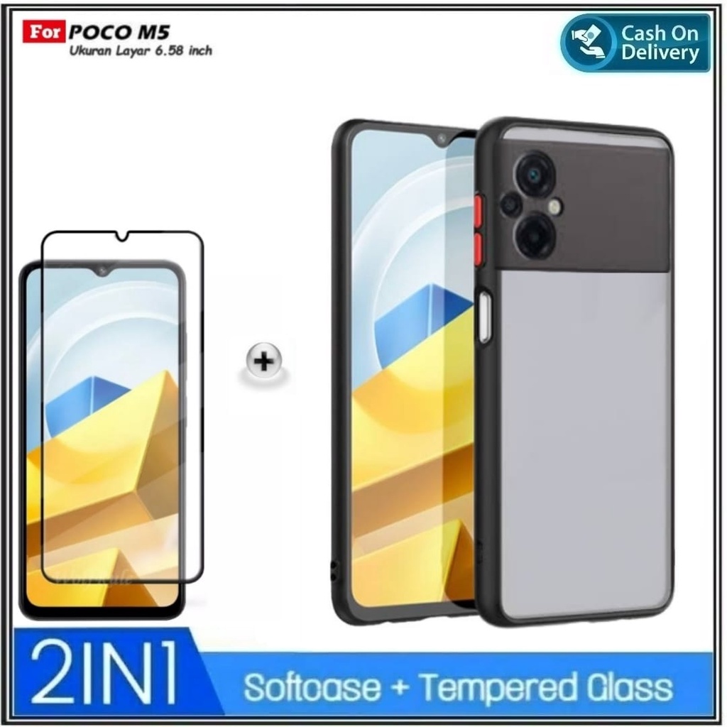 PAKET 2IN1 CASE Xiaomi Poco M5 Casing Soft Hard My Choice Aero Dove Matte Cover + Tempered Glass Layar DI ROMAN ACC