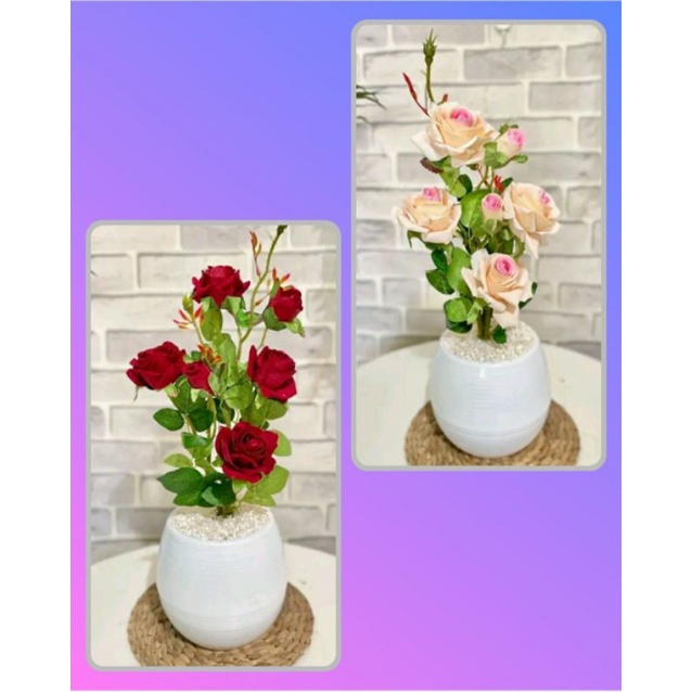 COD bunga mawar unik Pot Tanaman Bunga Dekorasi Rumah / Pot Bunga Hias / Tanaman Plastik