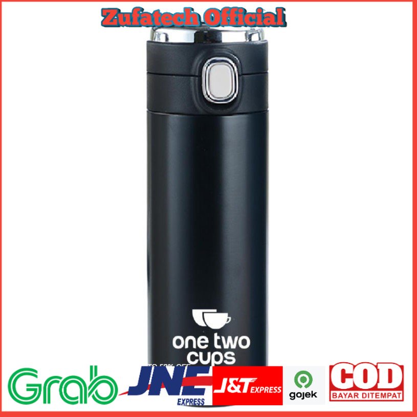 OneTwoCups Botol Minum Thermos Suhu LCD Thermal Smart Mug Stainless Steel 382ml - Black/Silver - RHHA02KS